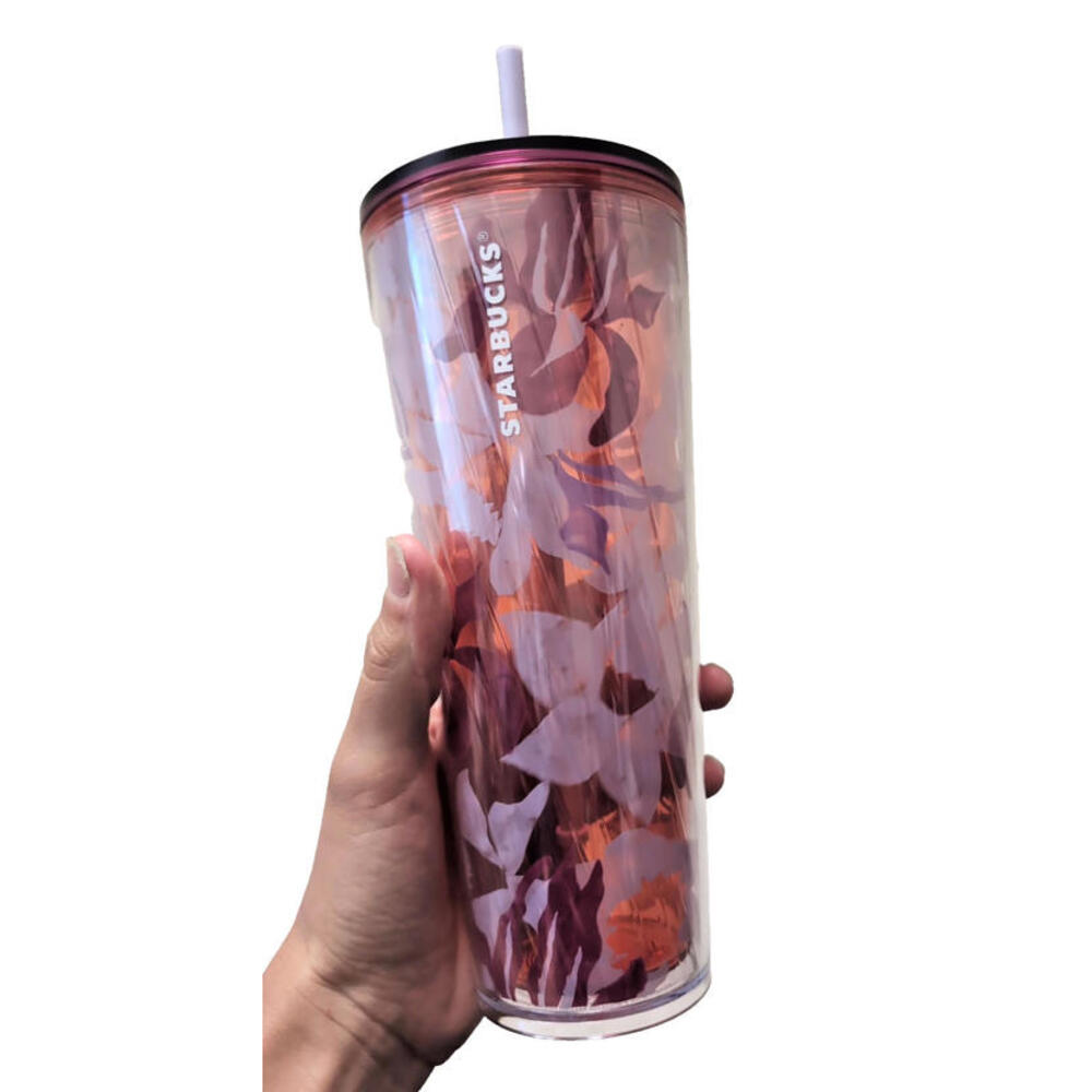 NEW Starbucks Spring 2021 Pink Lilac Floral Twist 24oz Acrylic Cold Cup Tumbler